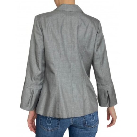 Carolina Herrera Fitted Gray Peaked Lapel Tulip Flared Cuff  Blazer Size Small - Picture 10 of 11